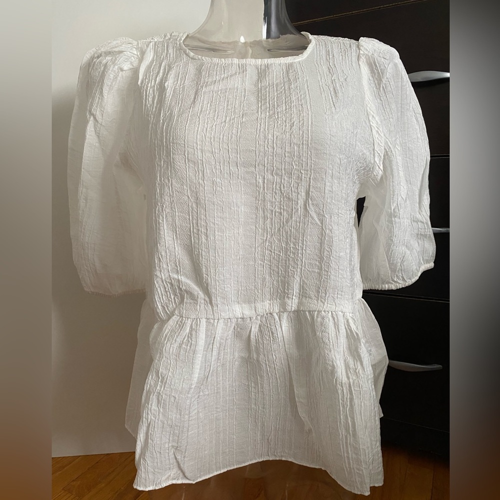 H&M White Peplum Blouse